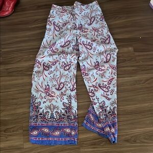 Ann Taylor Loft Paisley Print Pants with Blue Accents